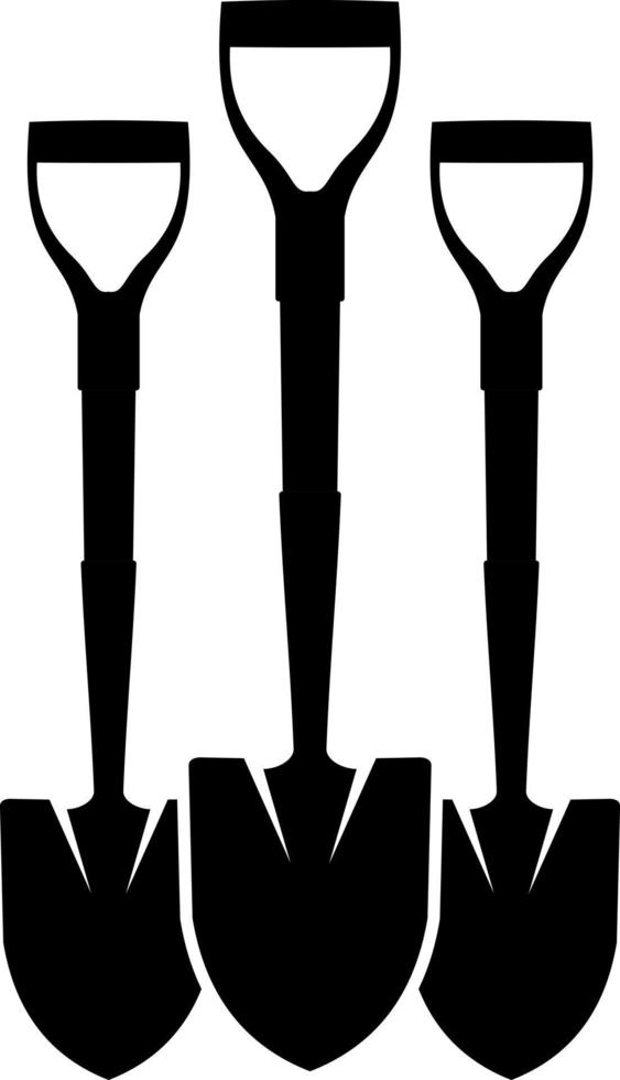 Three of shovel silhouette shape vector