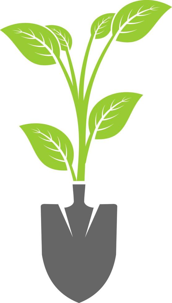 Shovel with plant on the top vector