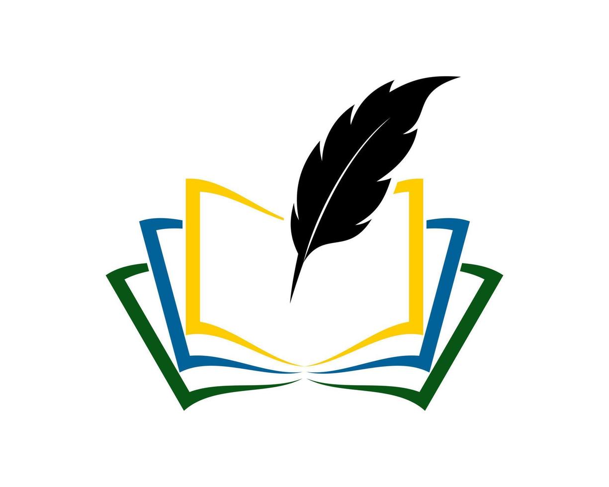 Book with feather on top vector