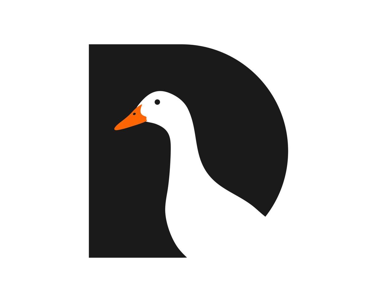 Letter D with duck inside vector