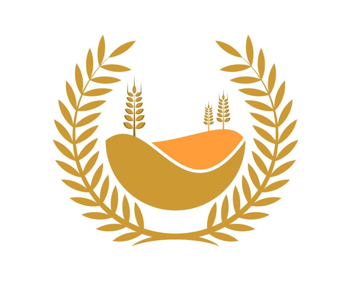 Circle shape with wheat inside vector