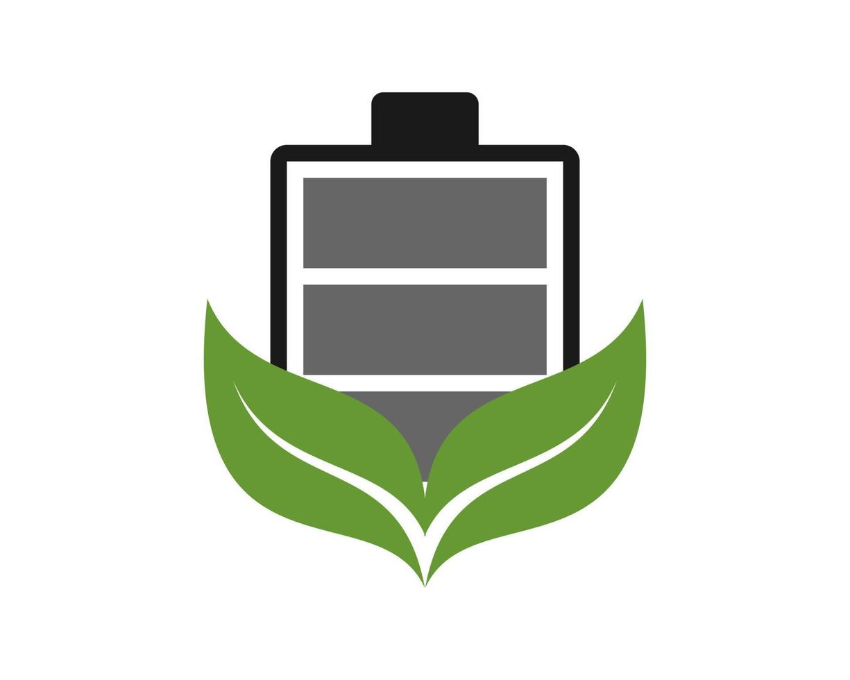 Two leaf with battery on top vector