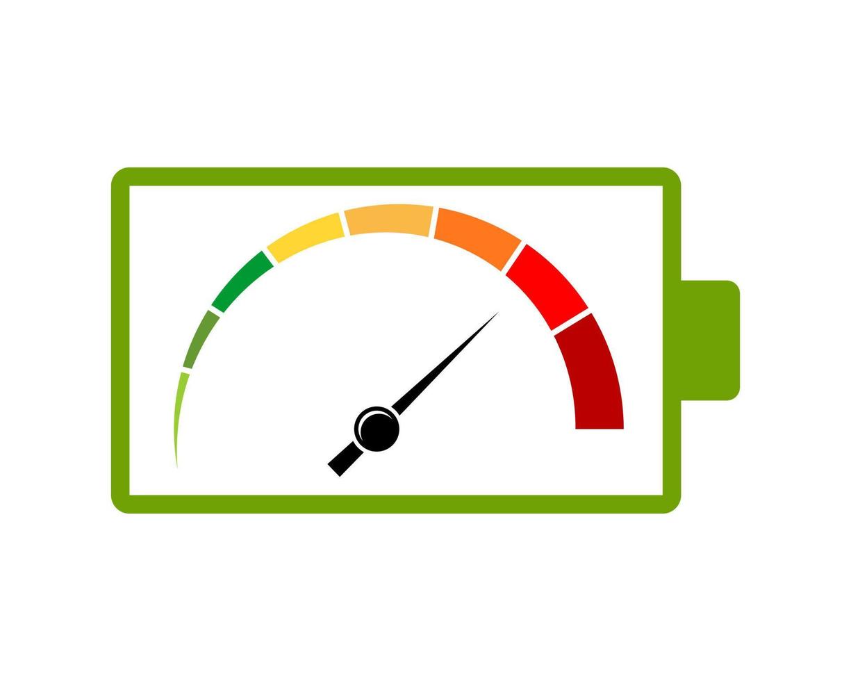 forma de batería con velocímetro dentro vector