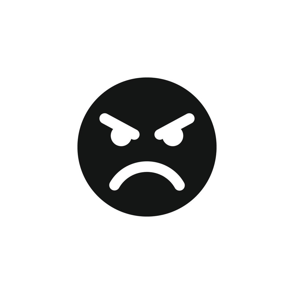 Angry face emoticon icon vector