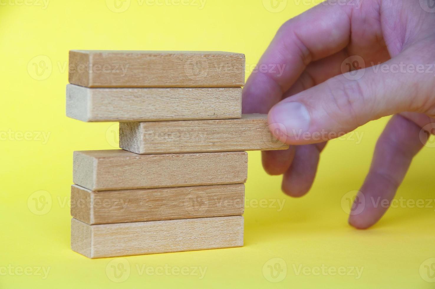 Wooden blocks with customizable space for text or ideas. photo