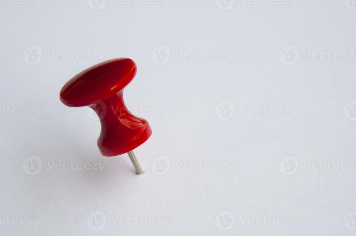 Red push pins isolated on white background. Copy space. photo