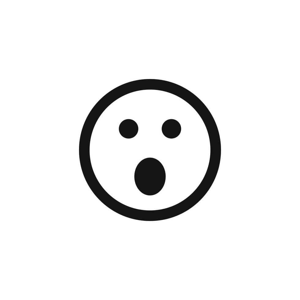 Surprised face emoticon icon vector