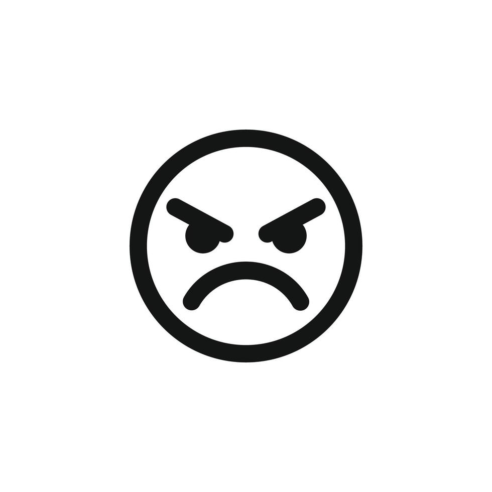 Angry face emoticon icon vector