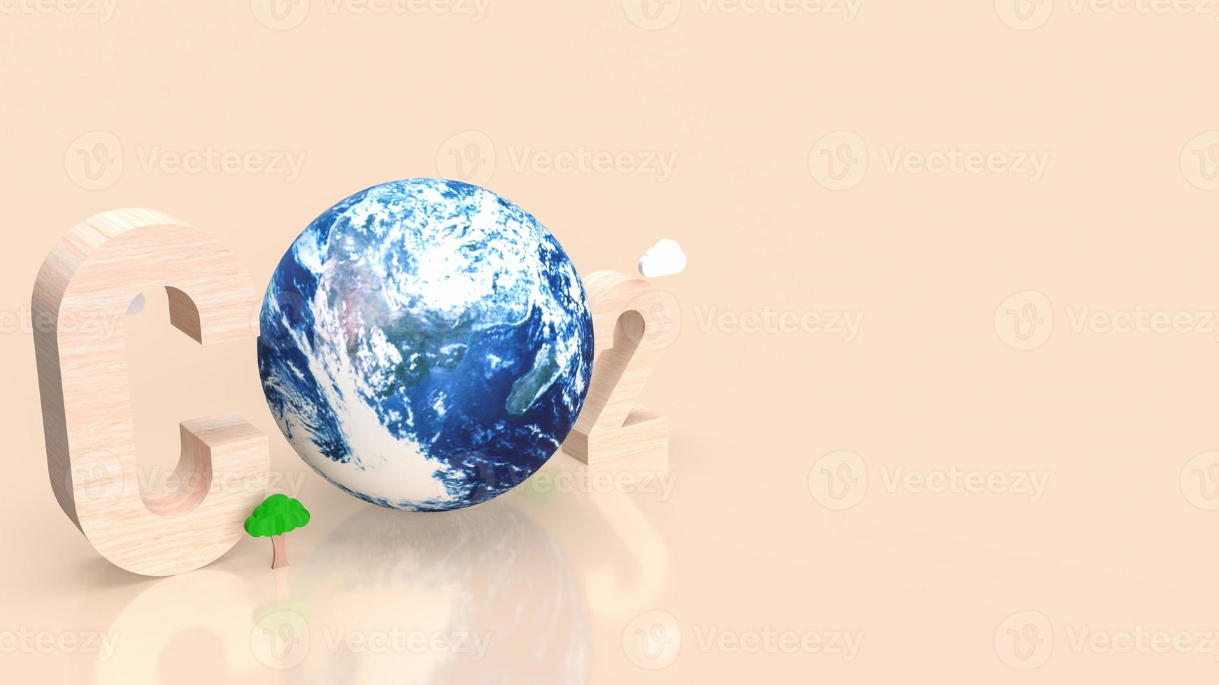 text and earth for co2 concept 3d rendering photo