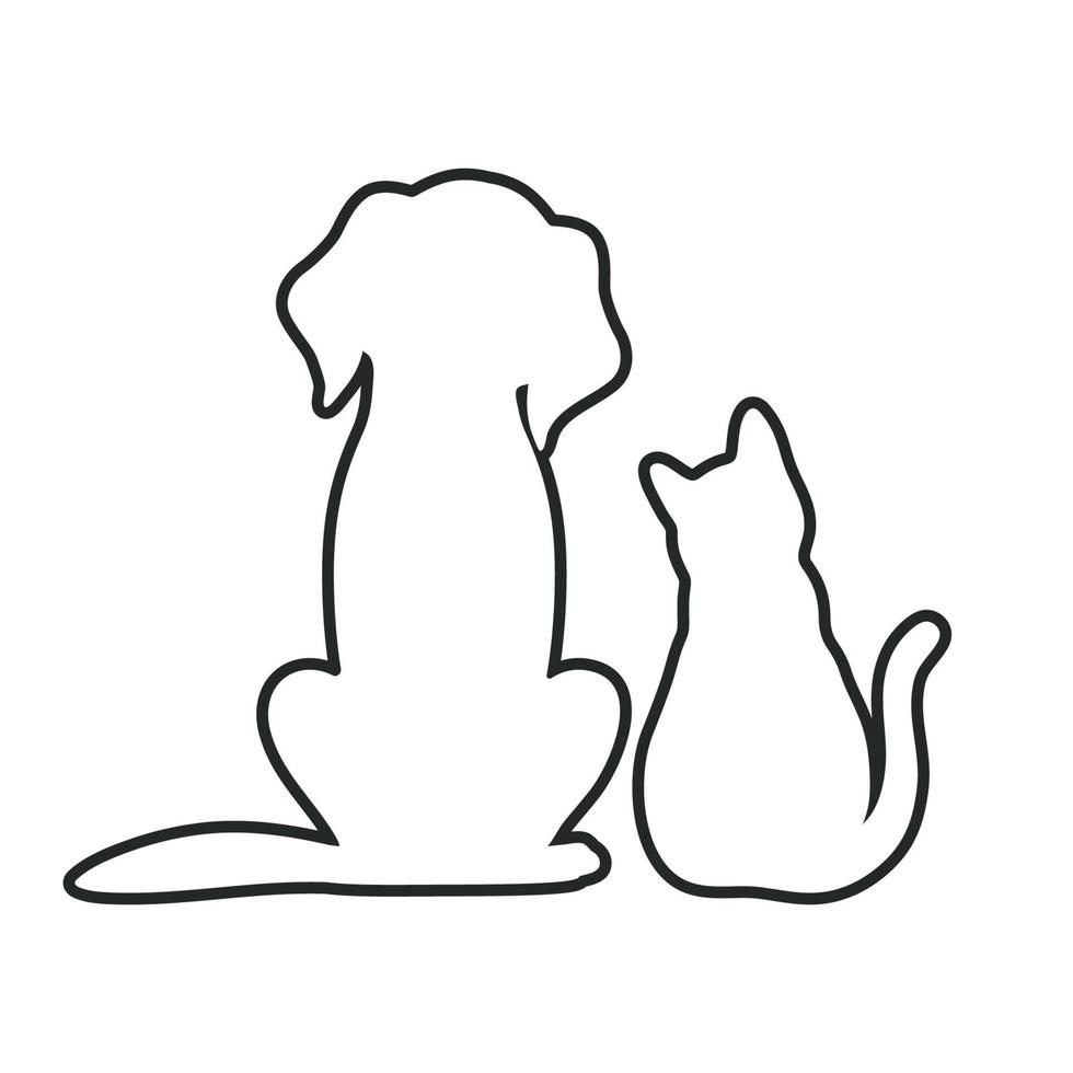 Outline of dog and cat vector