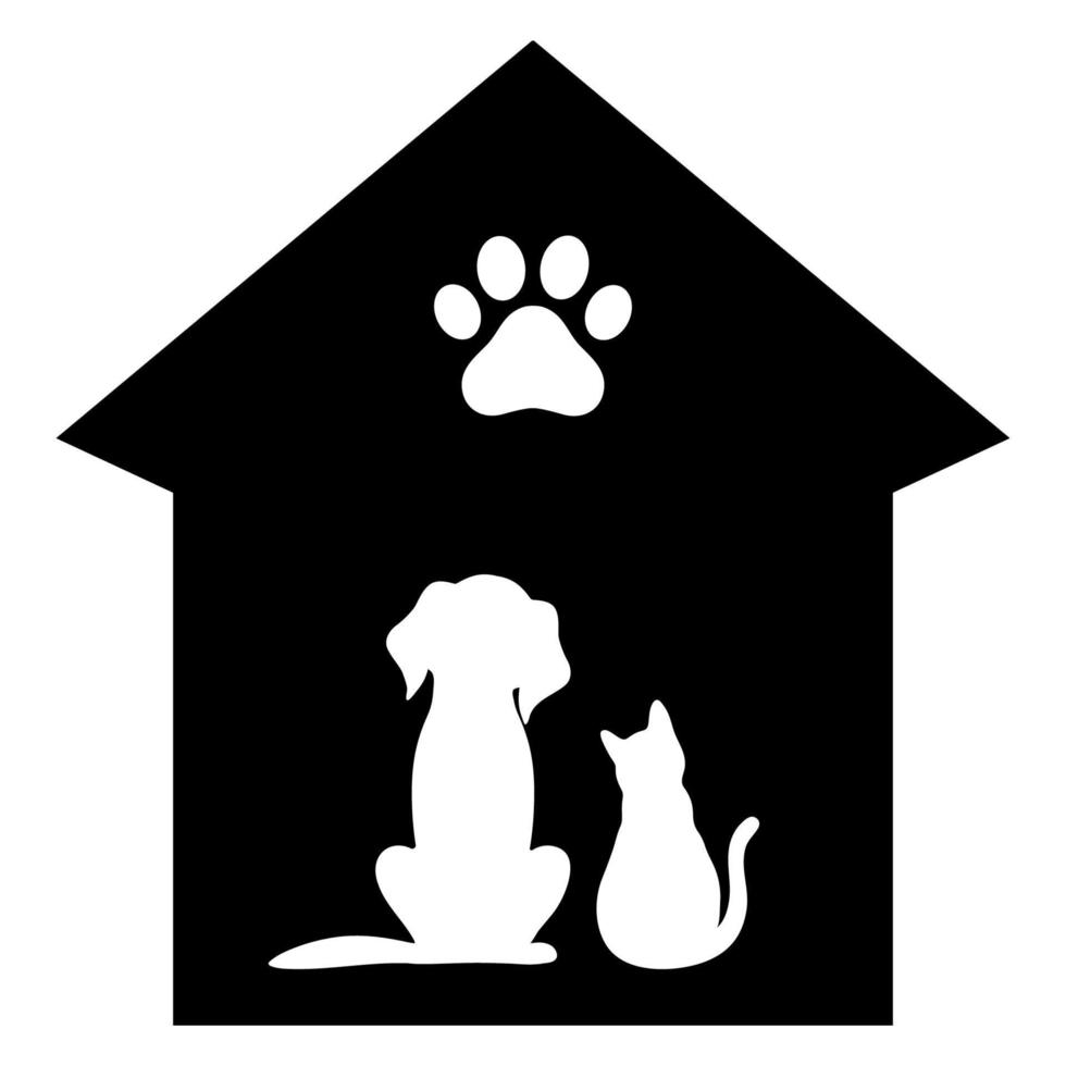 Dog and cat in a kennel vector