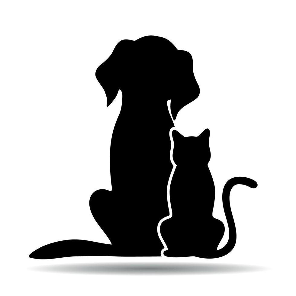 Illustration of dog and cat with shadow vector