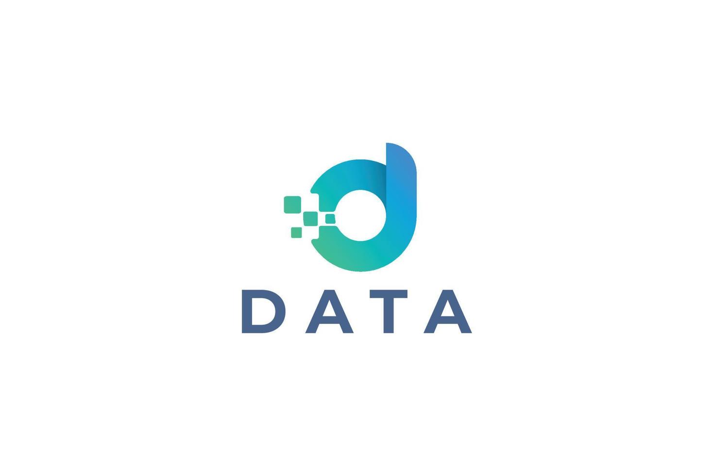 logotipo de píxel de datos tecnológicos creativos de letra d vector
