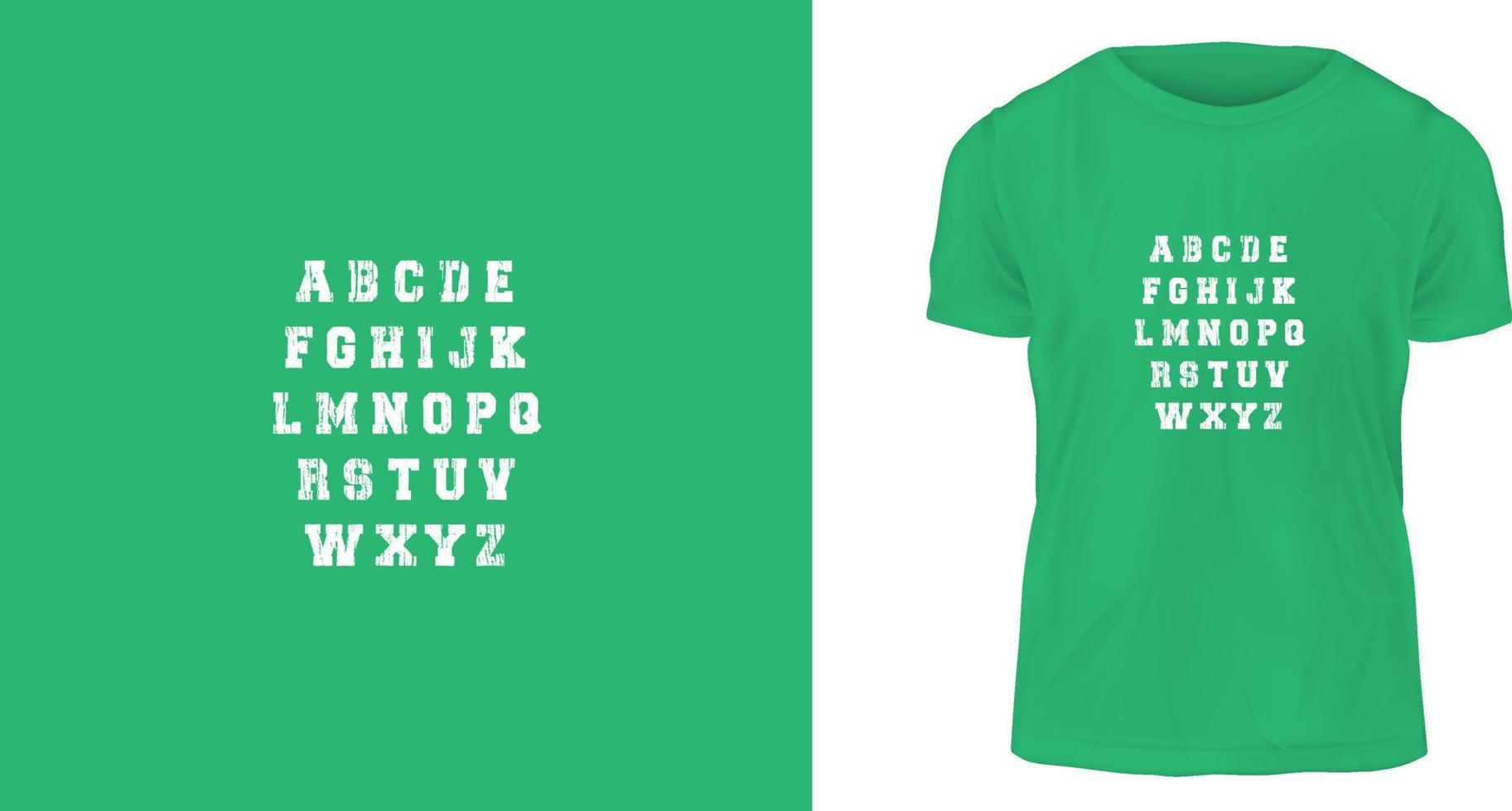plantilla de diseño de camiseta, alfabeto inglés vector