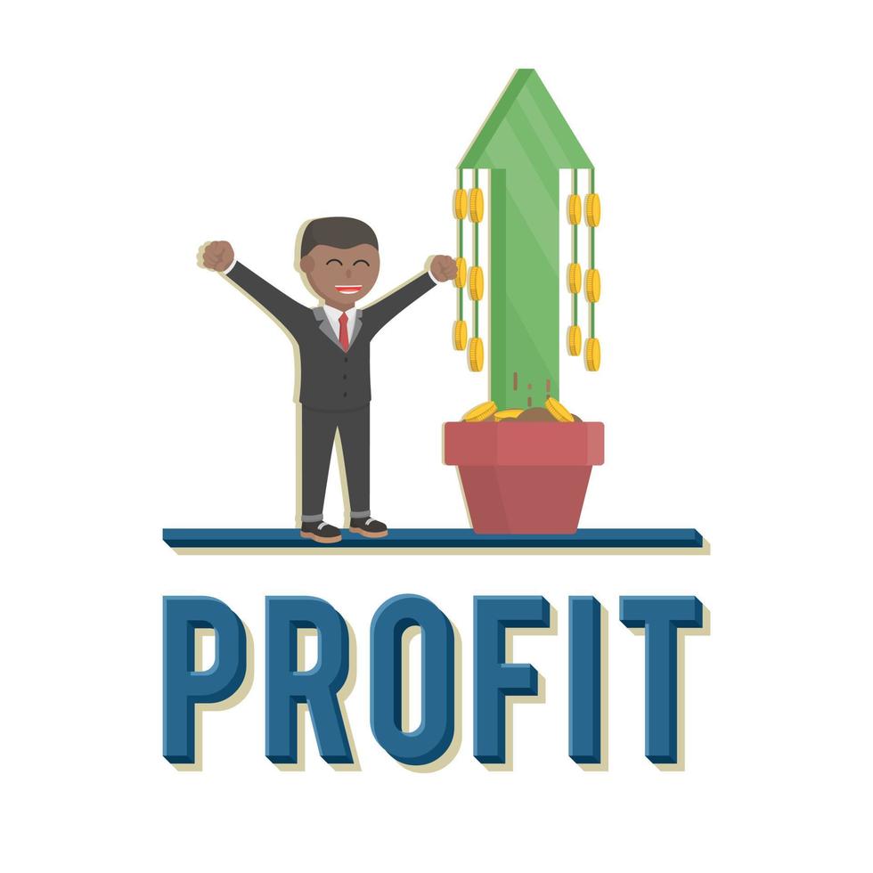 business african profit design character with text vector