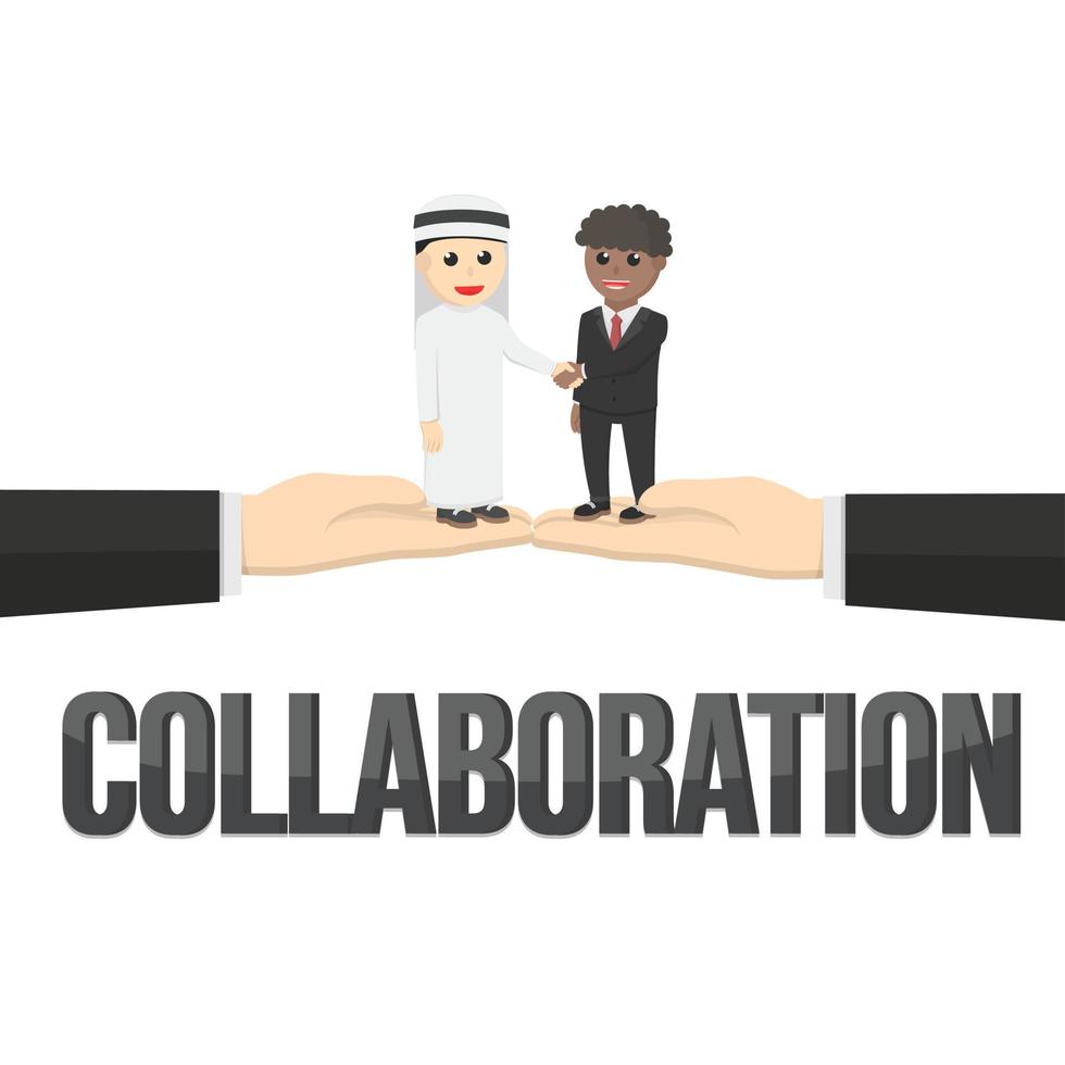 business african collaboration design character with text vector