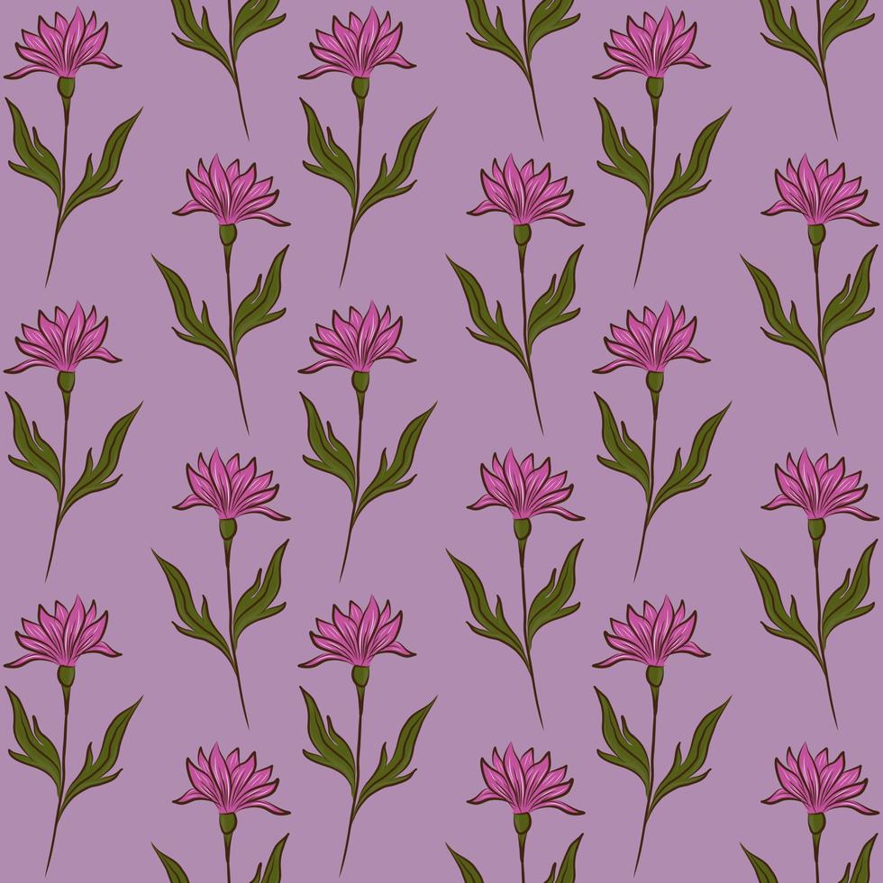LIGHT LILAC VECTOR SEAMLESS BACKGROUND WITH LIGHT LILAC CROCUS WILDFLOWERS