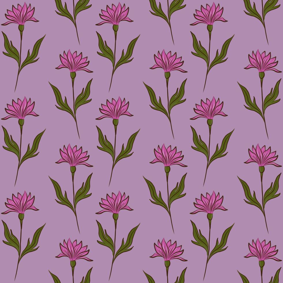 LIGHT LILAC VECTOR SEAMLESS BACKGROUND WITH LIGHT LILAC CROCUS WILDFLOWERS