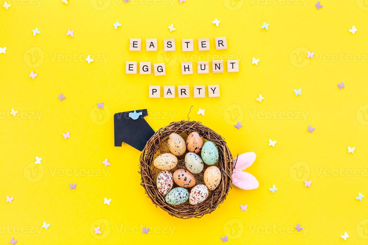 Creative Top view holiday Easter Concept photo