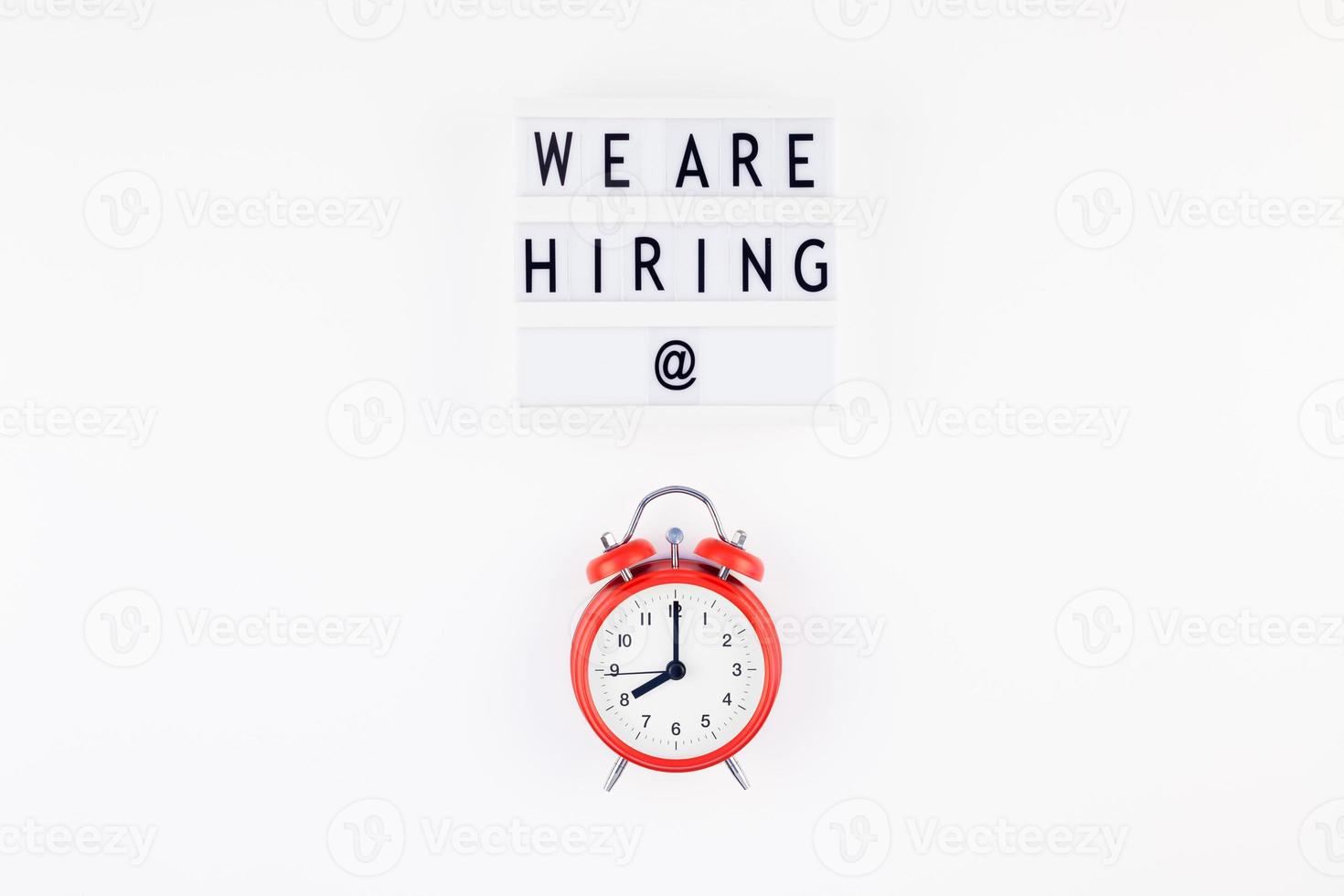 We are hiring flat lay on white background photo