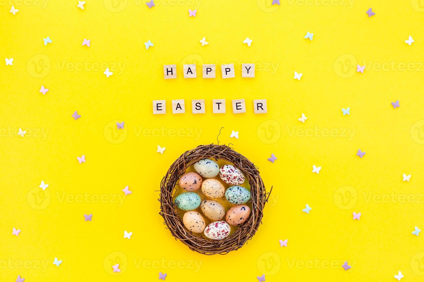 Creative Top view holiday Easter Concept photo