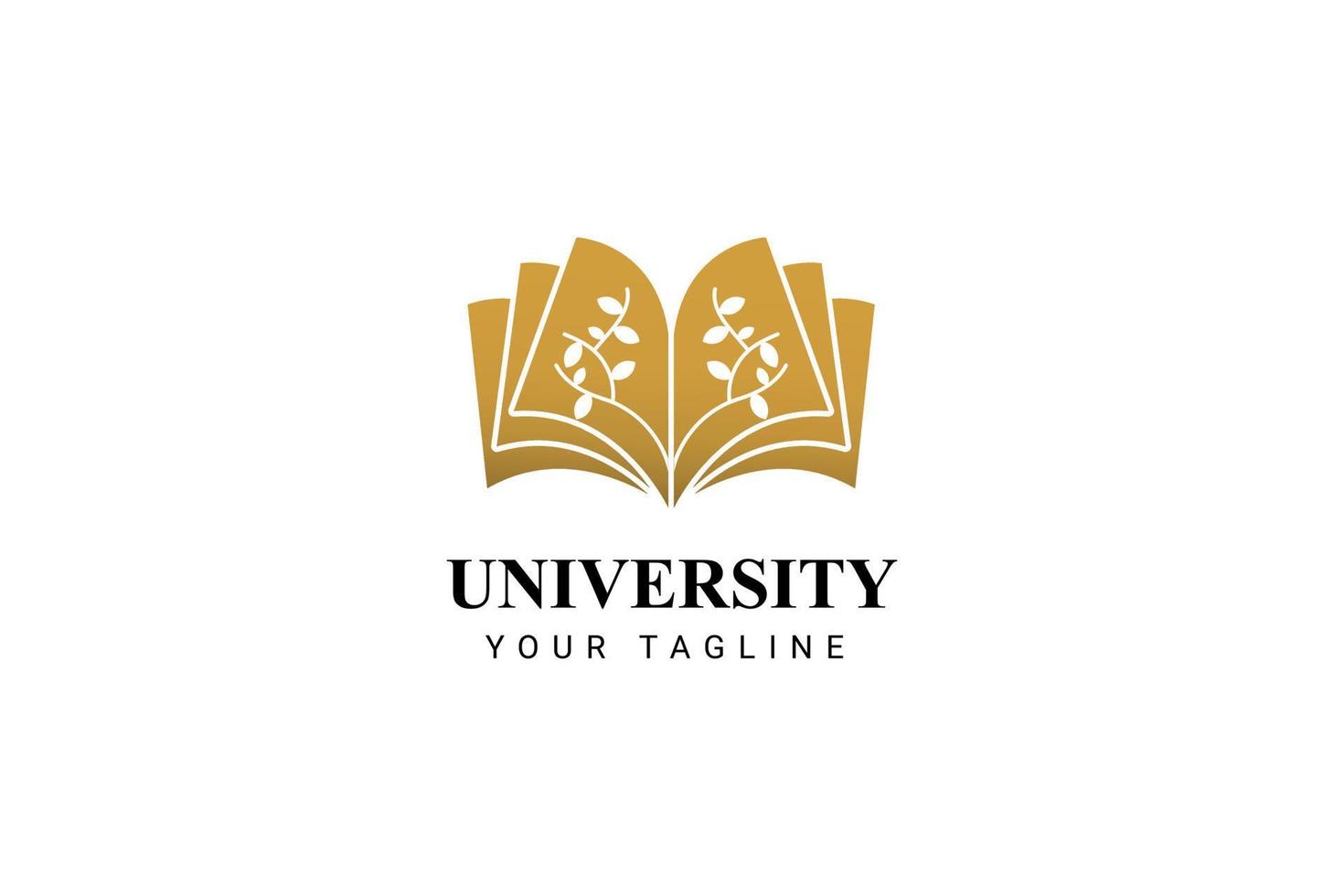 emblema educativo con libro abierto e icono de árbol. universidad, universidad, logotipo de la academia. vector