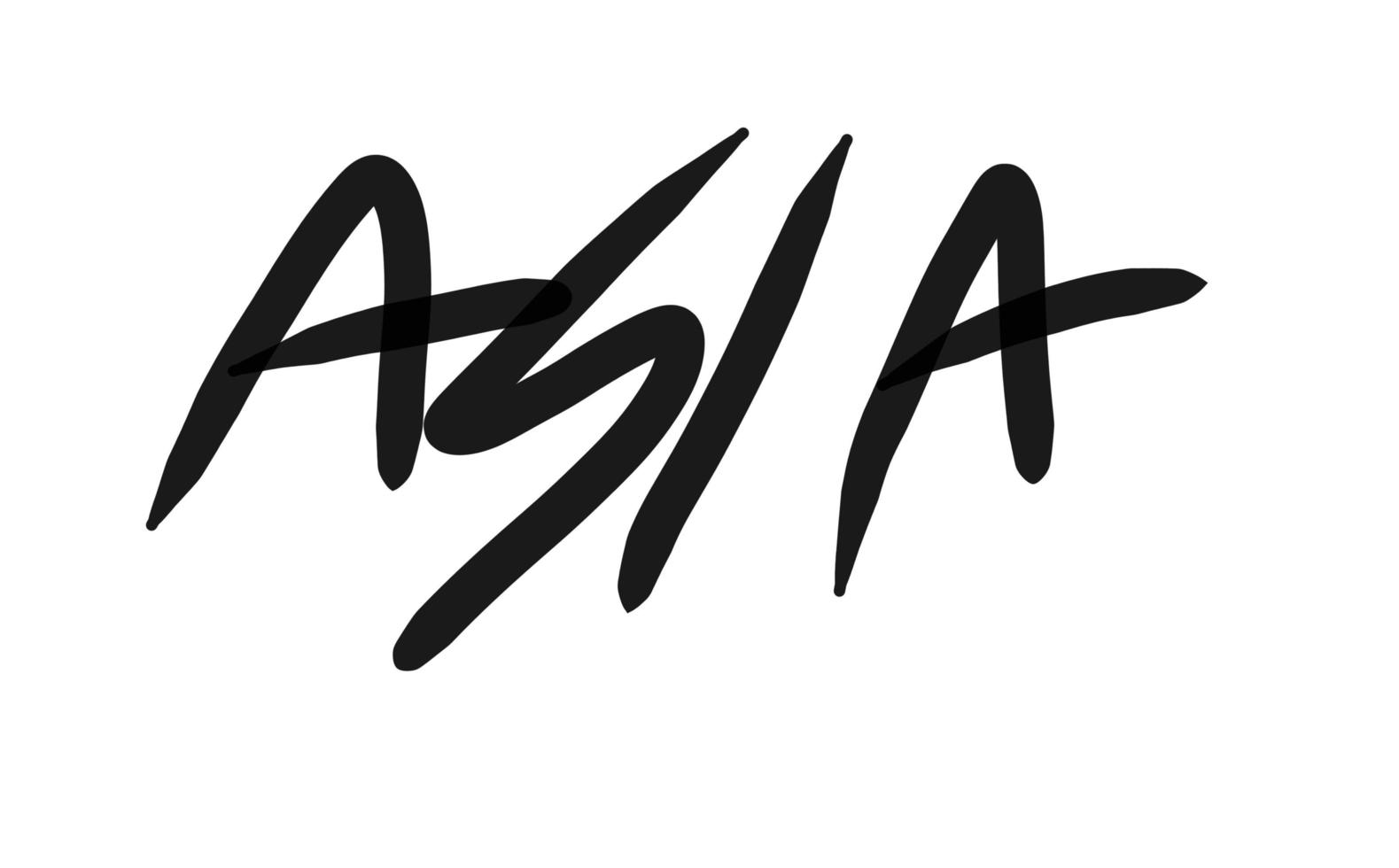 Hand drawn word asia black pen on white background. photo