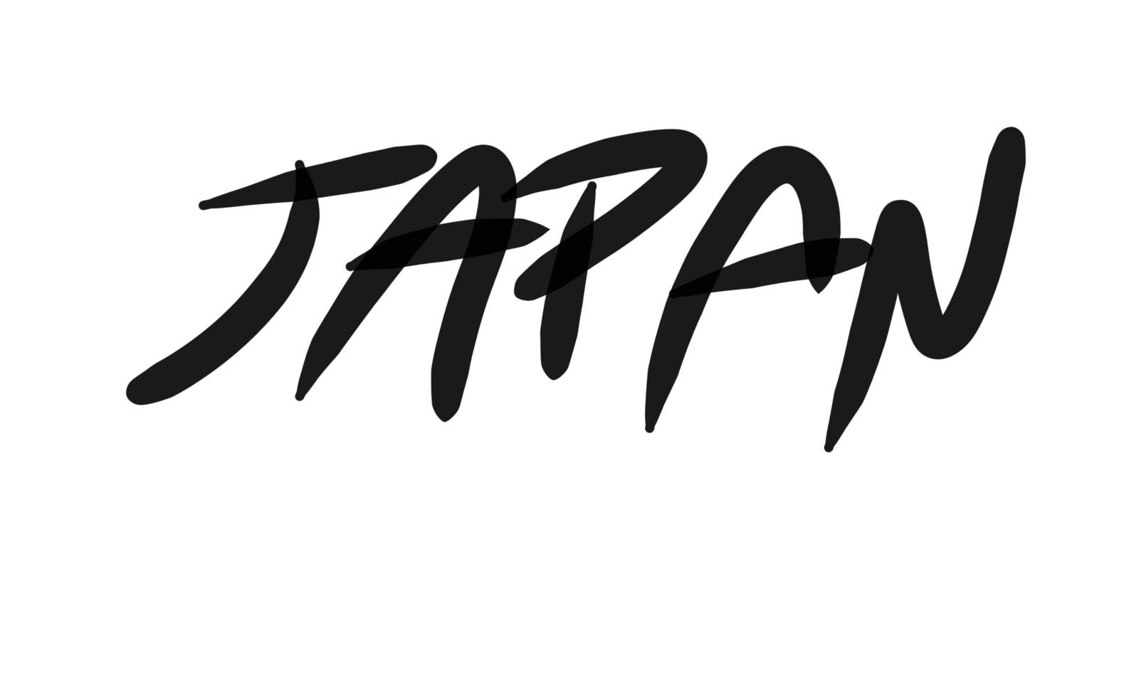 Hand drawn word japan black pen on white background. photo