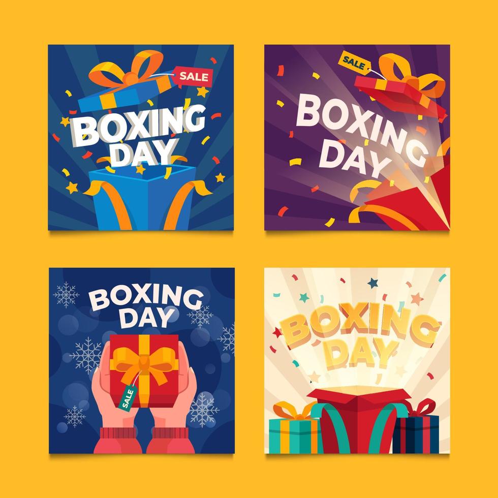 Set of Boxing Day Social Media Post Template vector