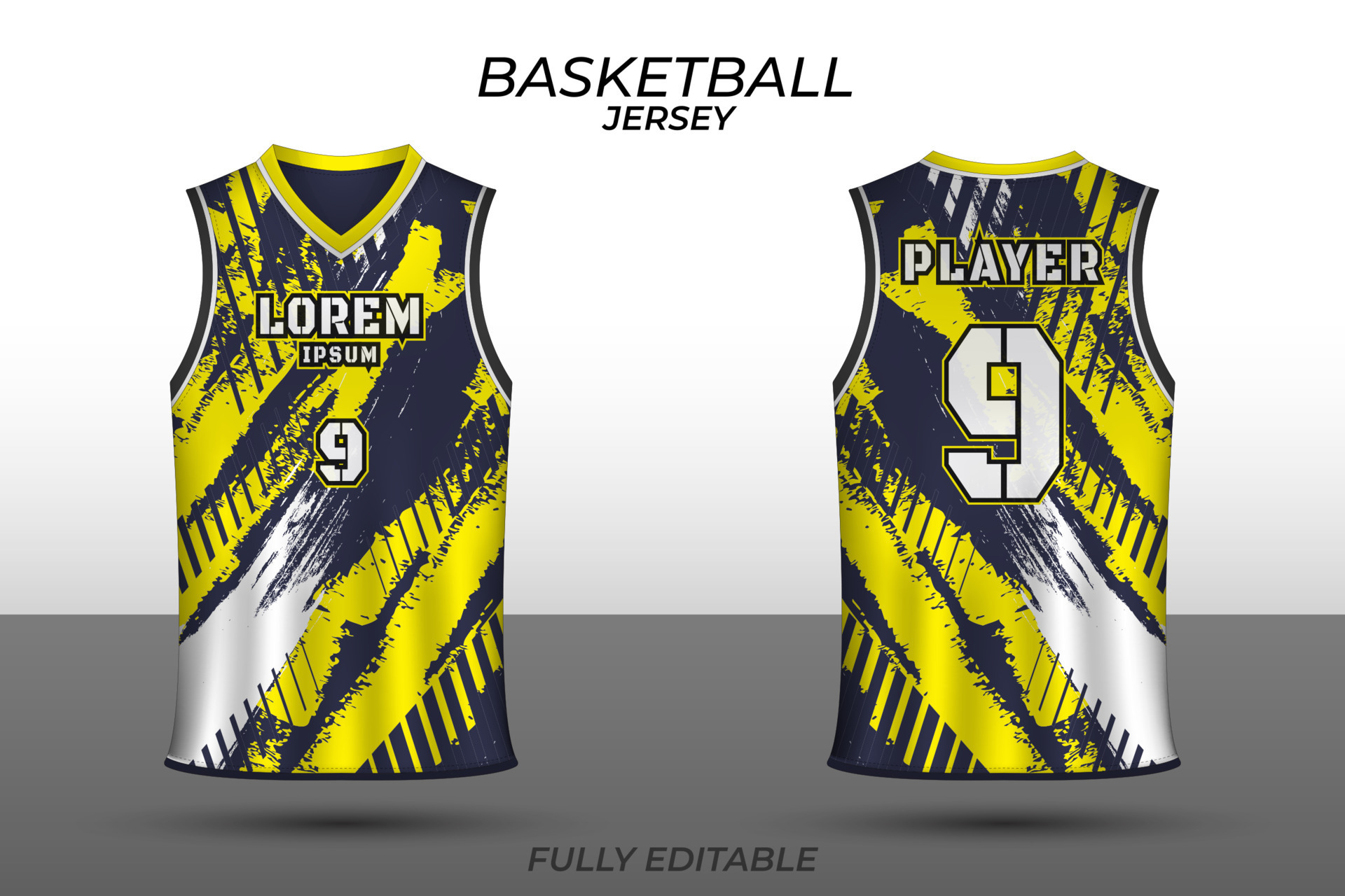 Premium Vector  Black and yellow basketball jersey design