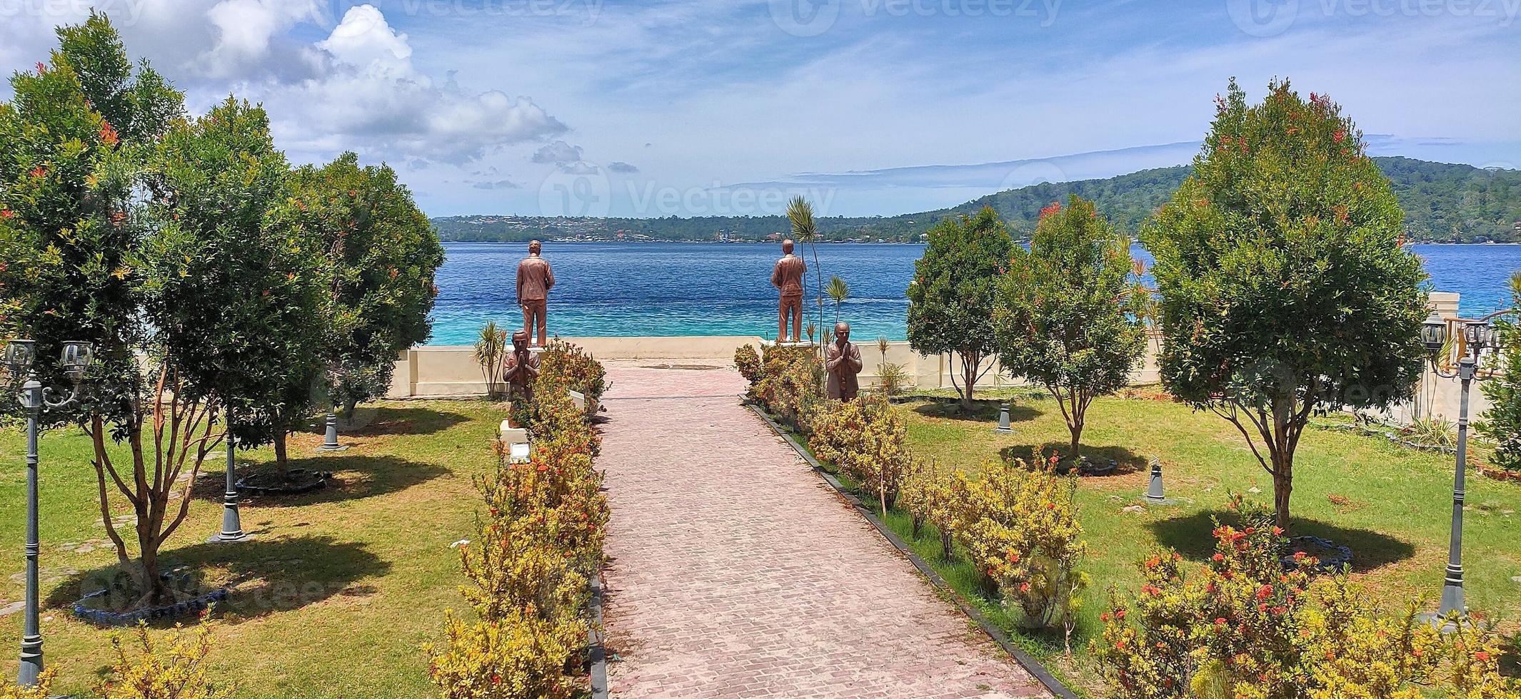 beautiful flower garden by the sea photo