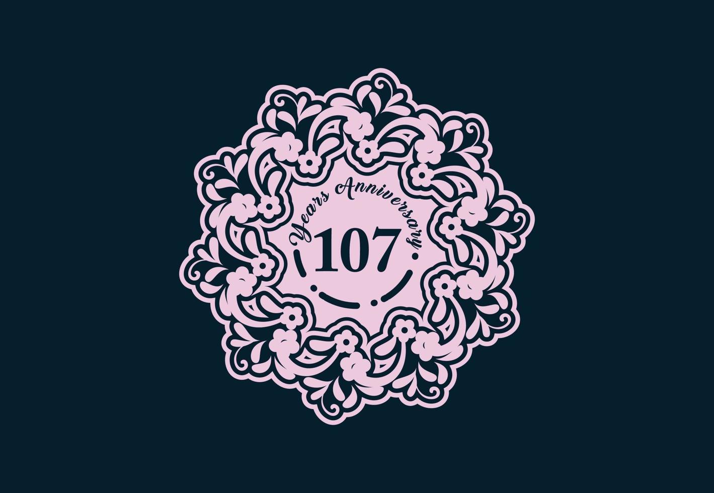 107 years anniversary logo and sticker design vector
