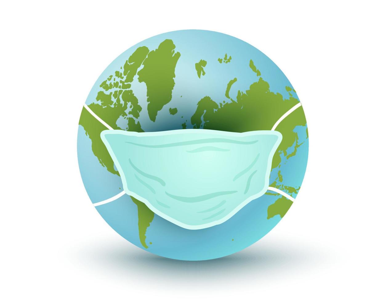 Earth planet with medical mask vector