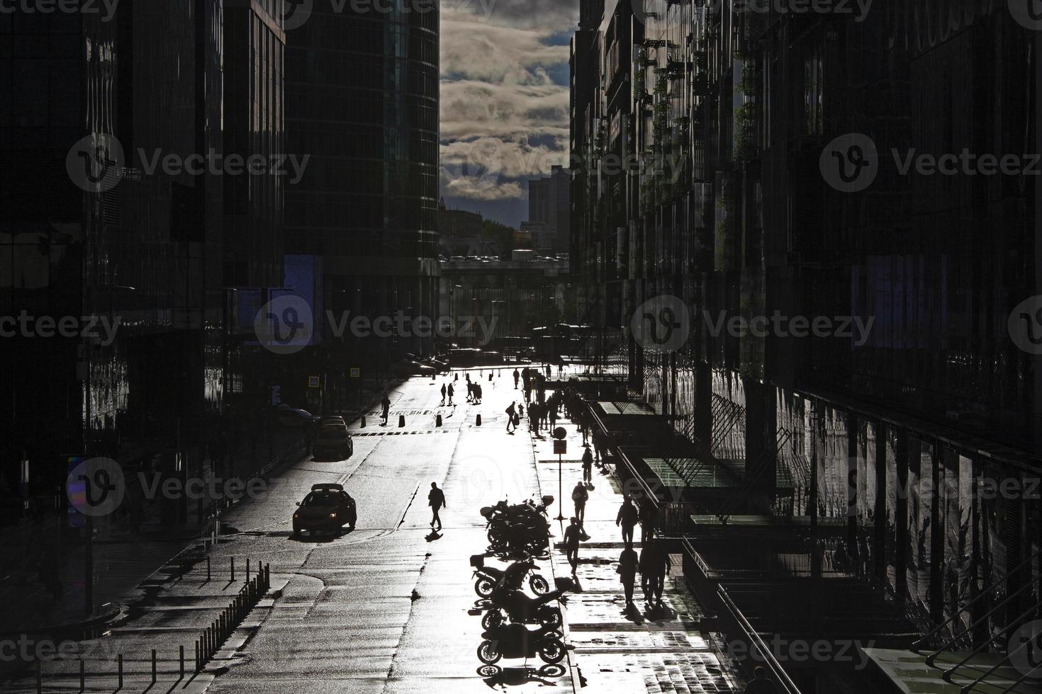 View of the city street on a sunny day photo