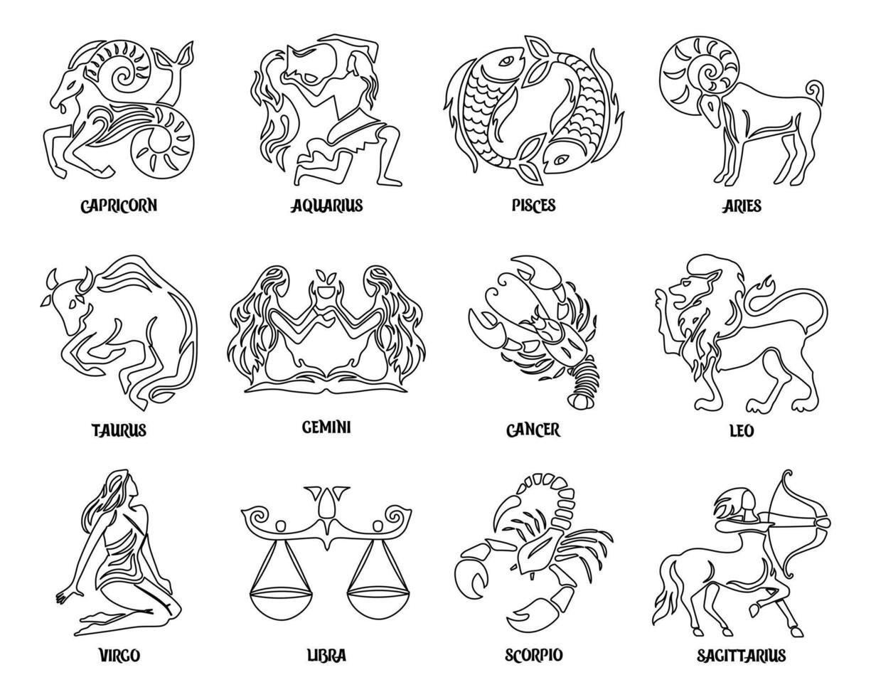 Horoscope set of zodiac signs, contour drawings. Astrological icons, vector 13355582 Vector Art at Vecteezy Horoscope set of zodiac signs, contour drawings. Astrological icons, vector 13355582 Vector Art at Vecteezy