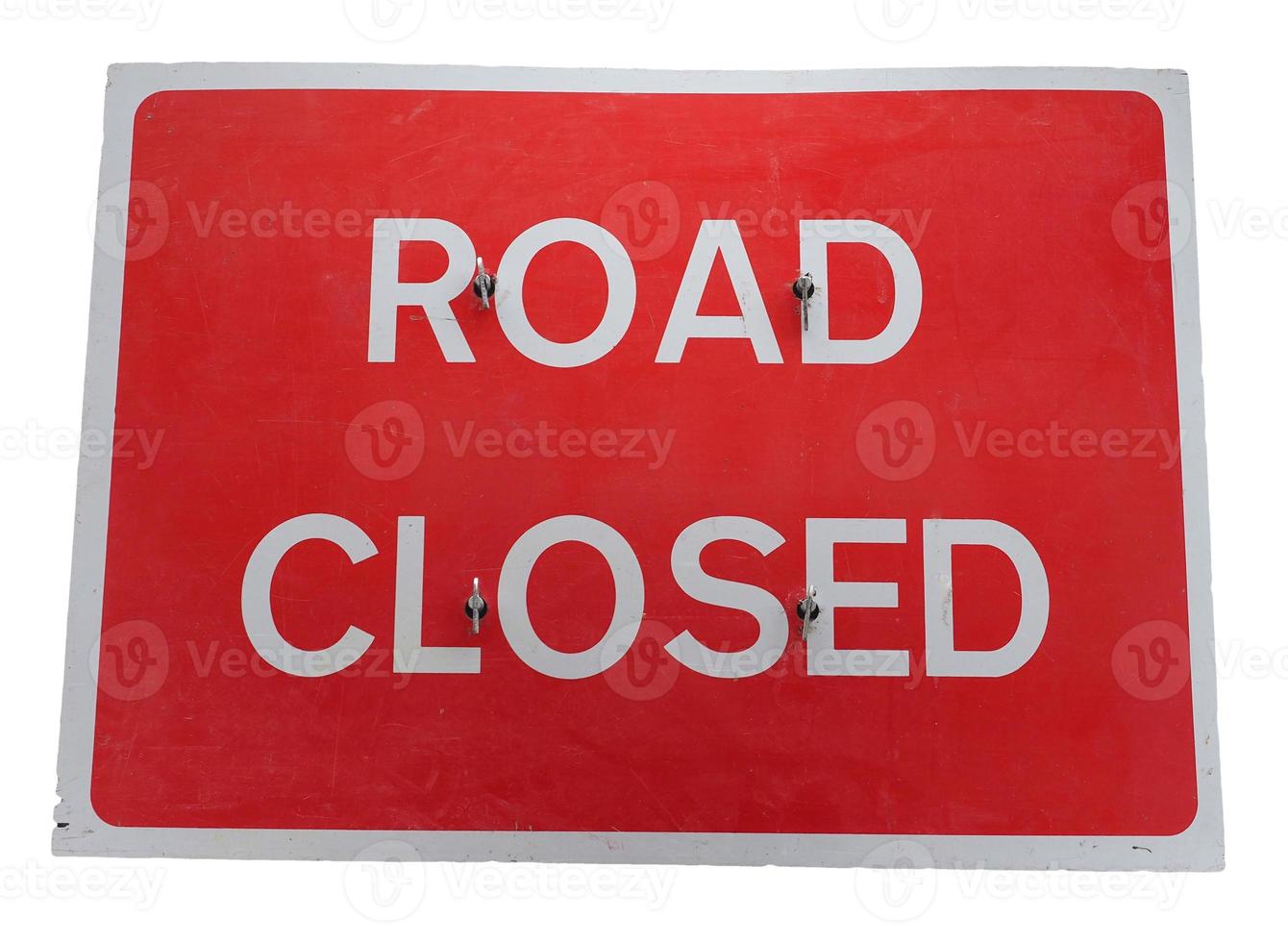 road closed sign isolated over white photo