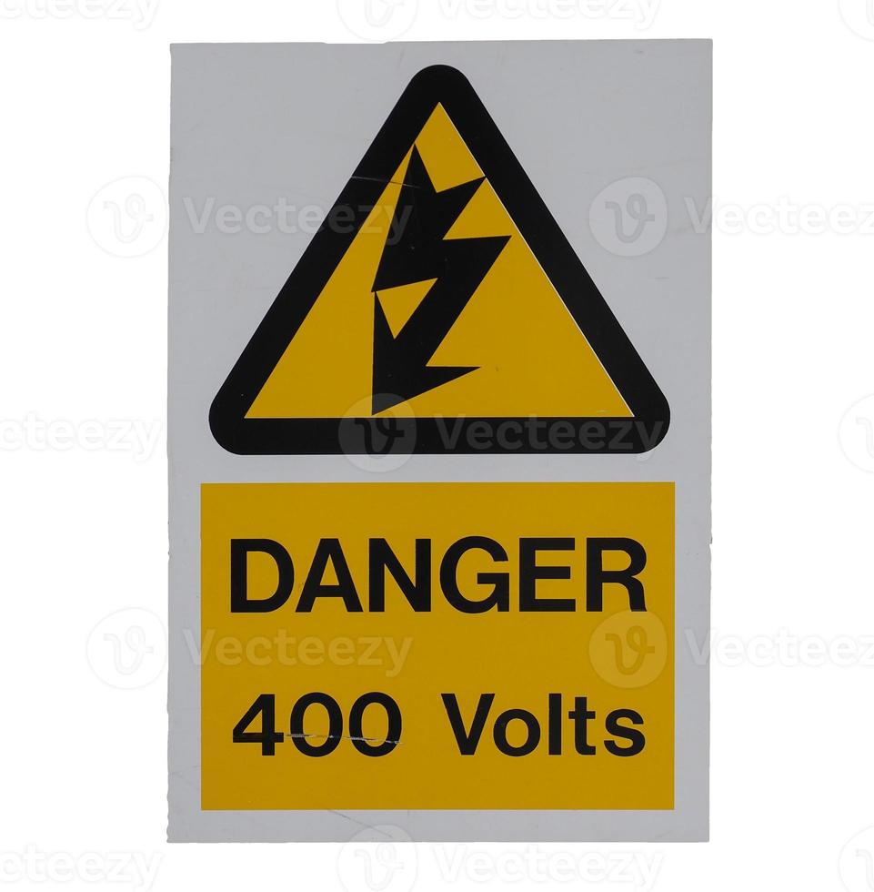 danger 400 volts sign isolated over white photo