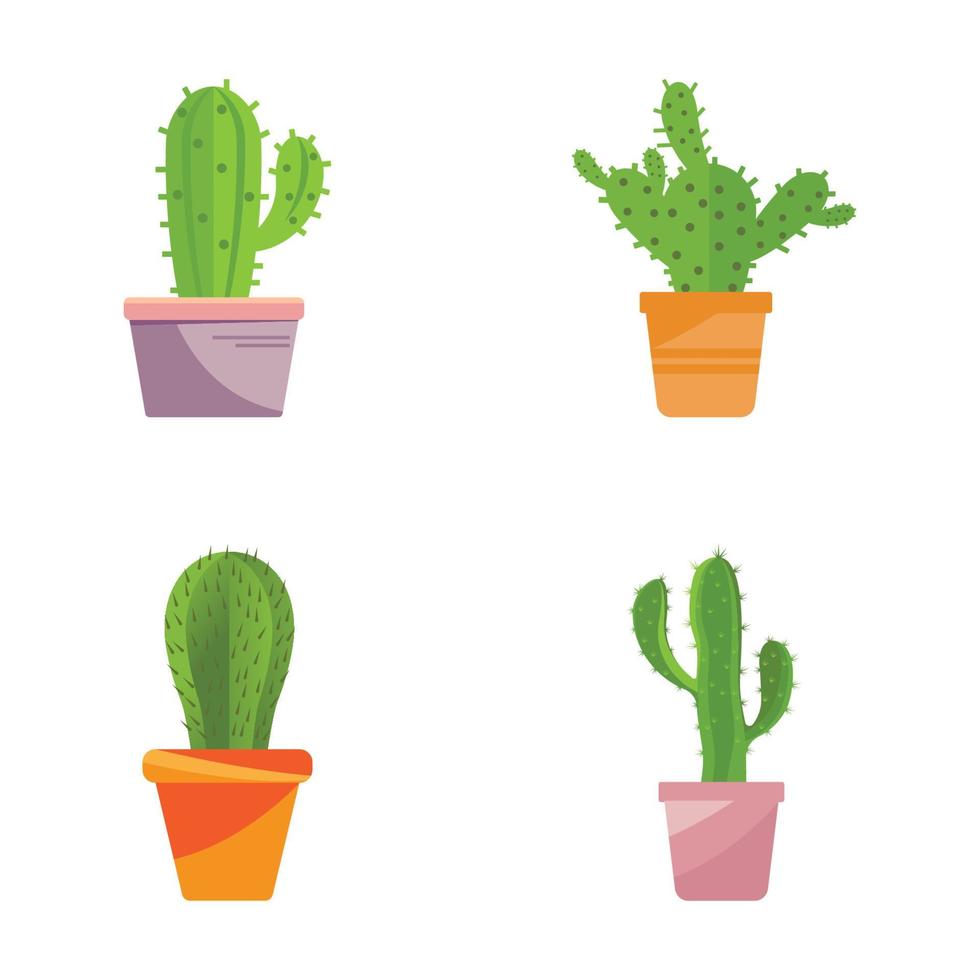 Cactus in flowerpot logo Vector illustration