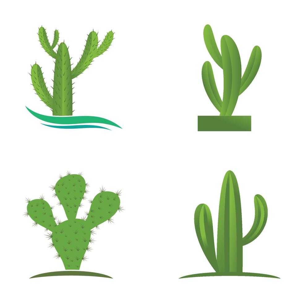 cactus en la ilustración de vector de logotipo de maceta