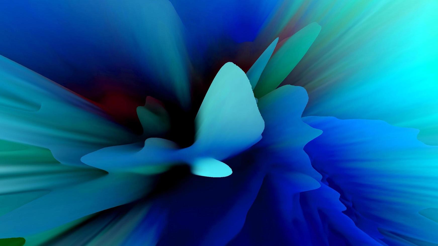 Beautiful colorful blue geometric flower composition on dark background Abstract liquid photo