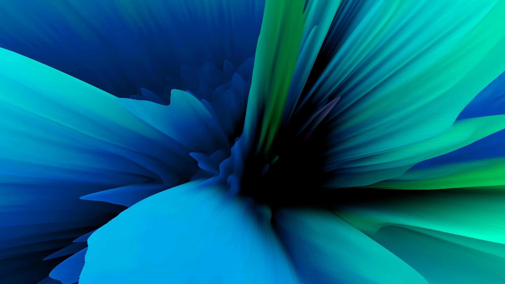 Beautiful colorful blue geometric flower composition on dark background Abstract liquid photo