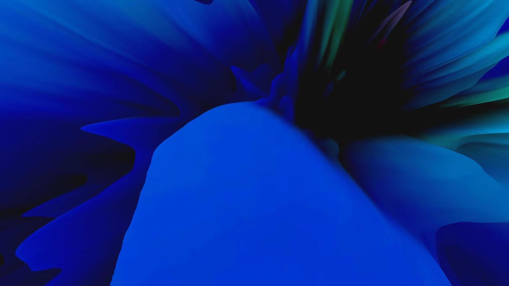 Beautiful colorful blue geometric flower composition on dark background Abstract liquid photo