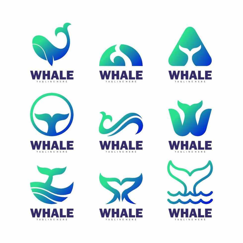 colección creativa de diseño de logotipos de ballenas para empresas vector