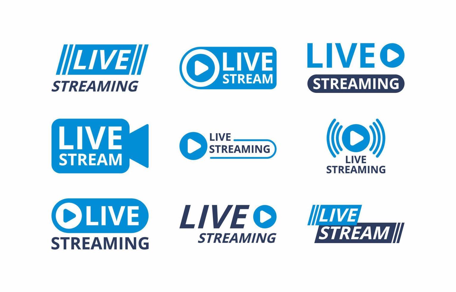 Live Online Stream Icon Badge Collection vector