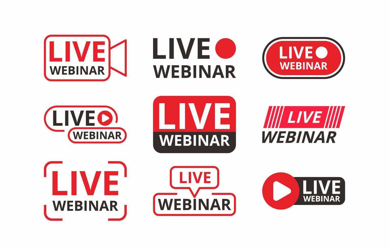 Live Webinar Icon Badge Collection vector