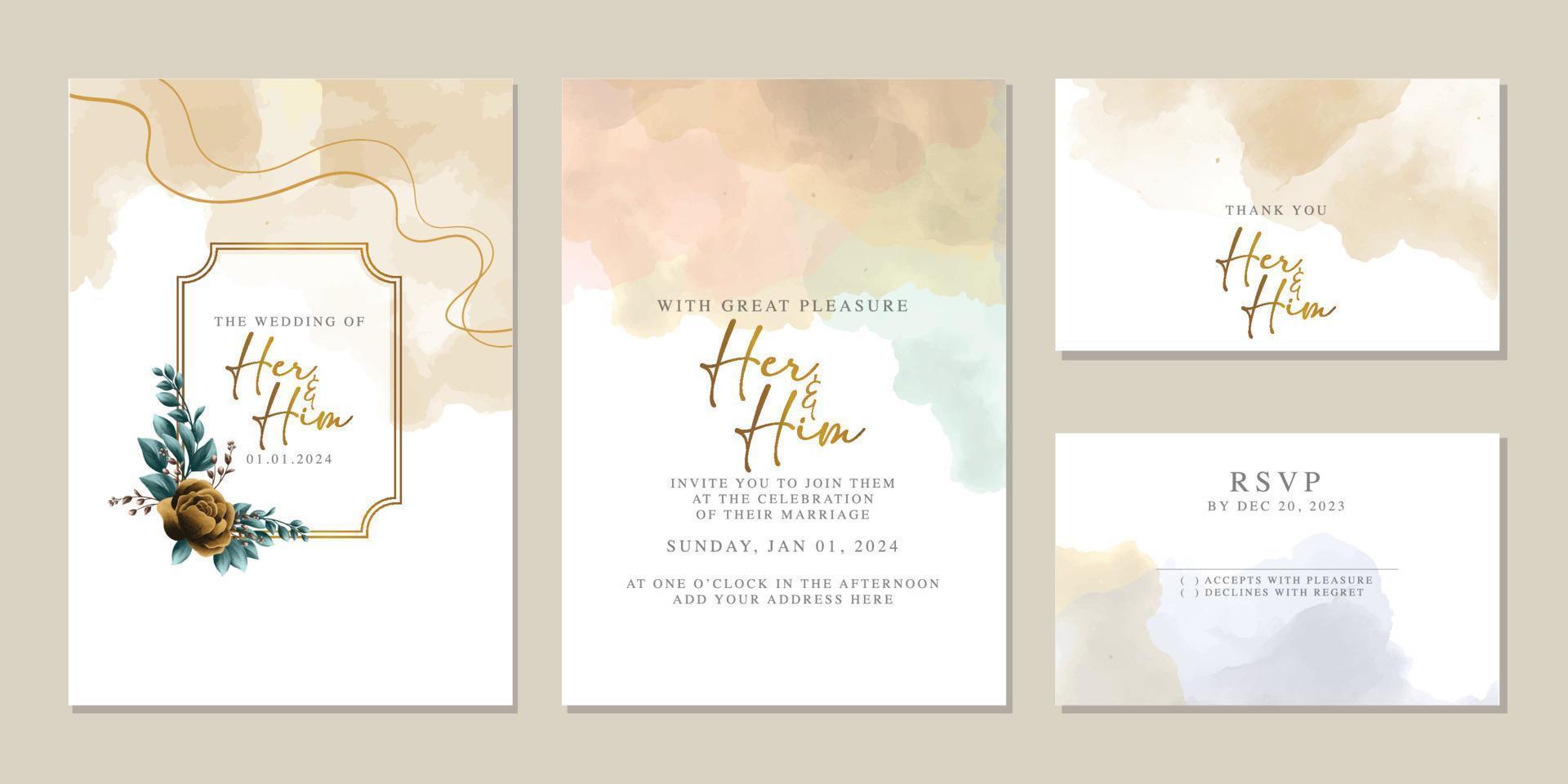 Luxury beautiful flowers wedding invitation card background template vector