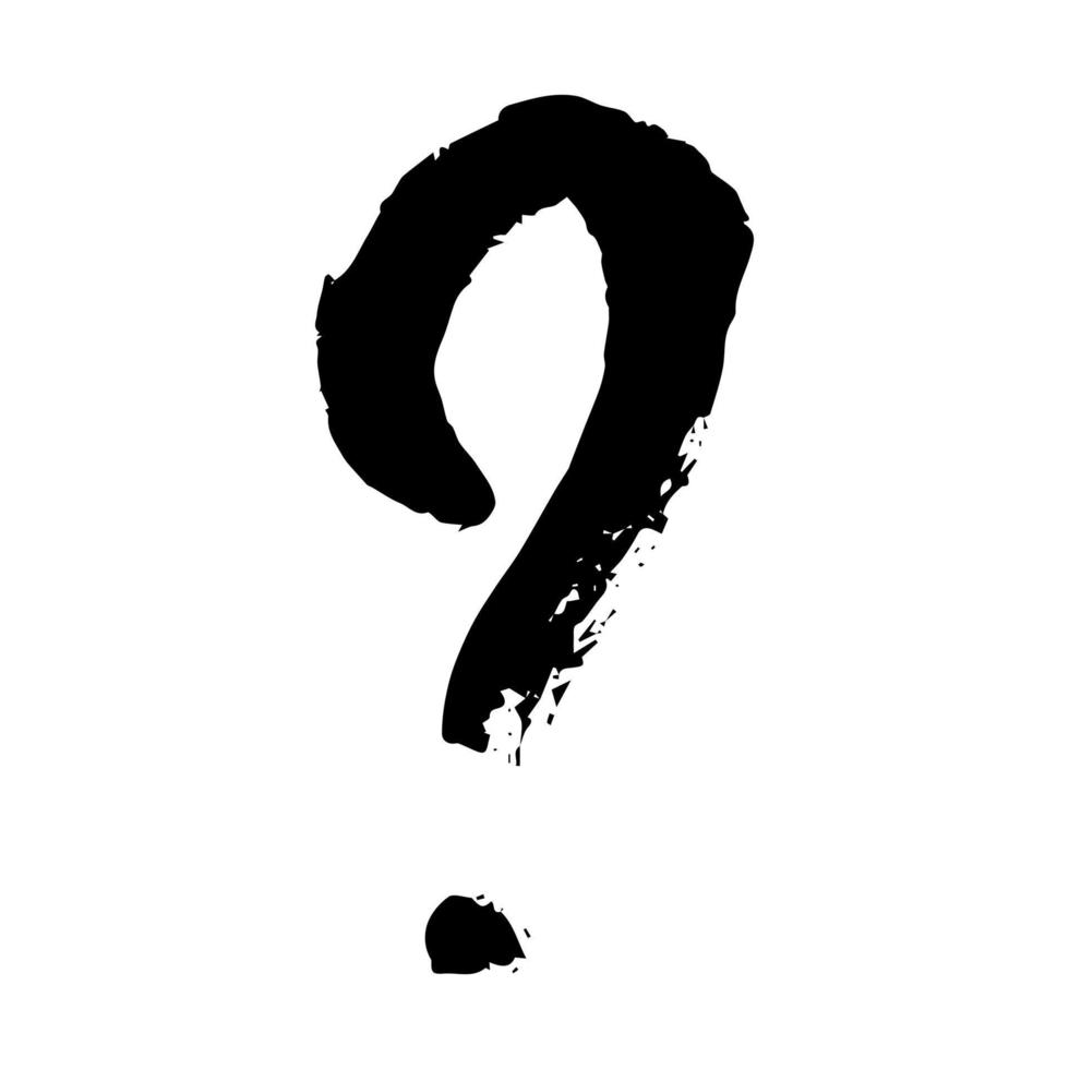 Hand drawn ink question mark illustration in sketch style. Single