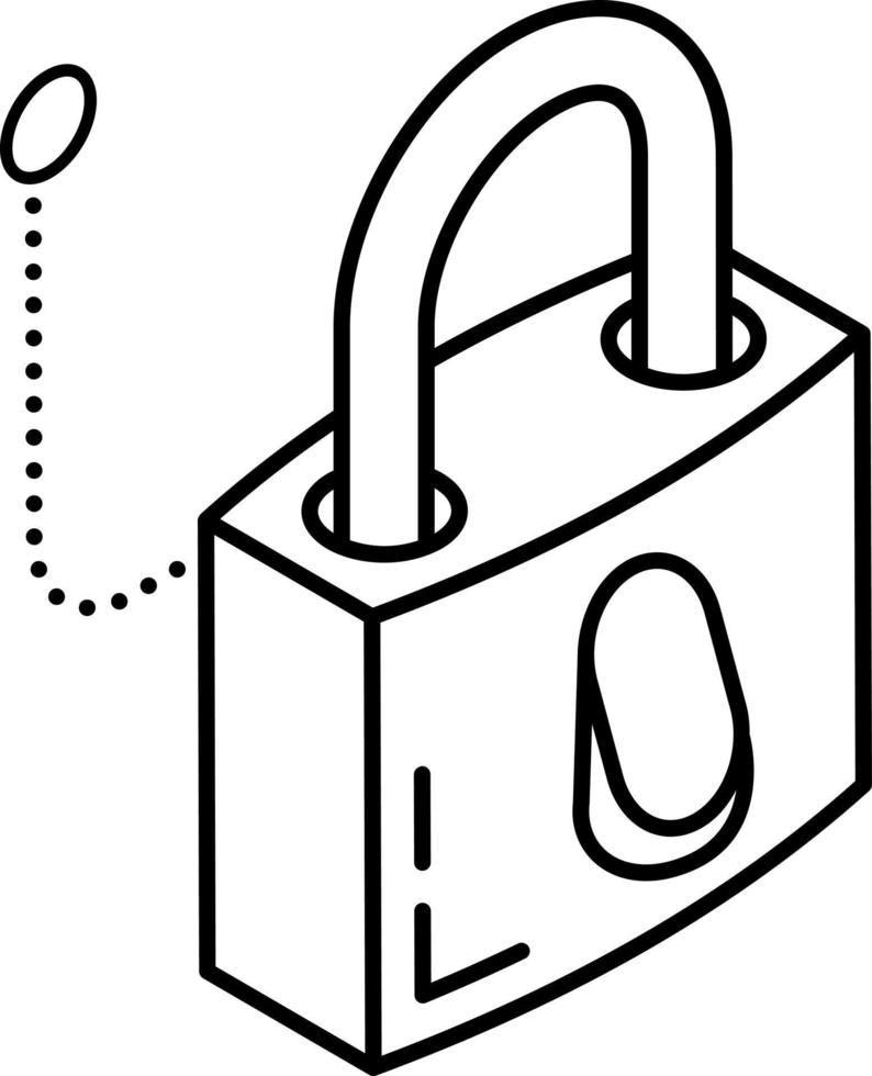 An outline isometric icon of digital lock vector