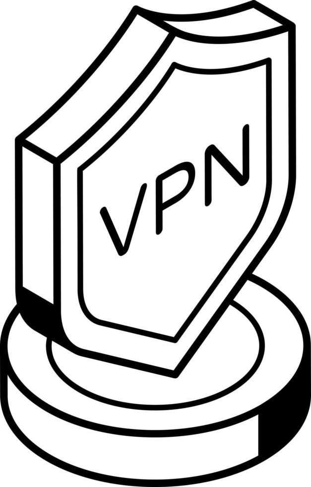 icono isométrico lineal de moda de vpn vector