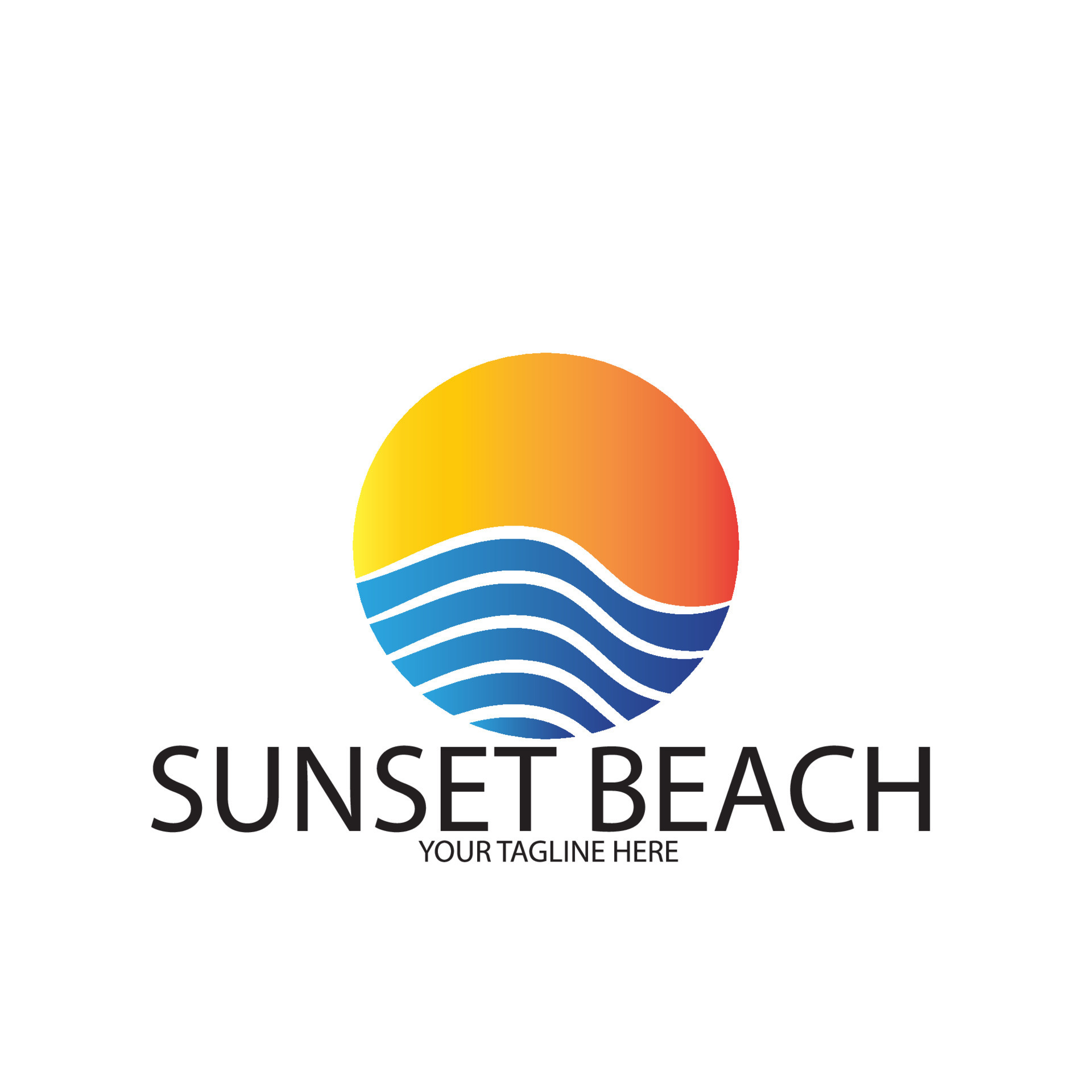 sunset beach ocean logo and vector template 13358100 Vector Art at Vecteezy